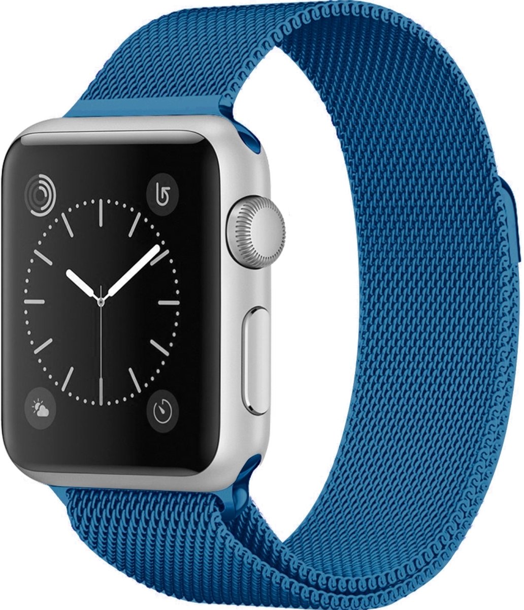 Mobigear Milanese Roestvrij Staal Bandje voor Apple Watch Series 7 (41 mm) - Donkerblauw