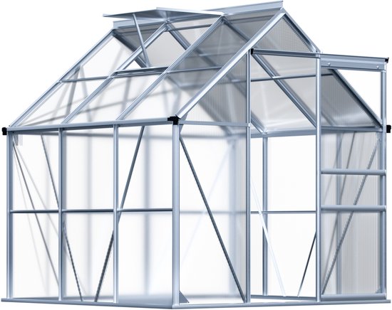 Foto: Gardebruk tuinkas aluminium 3 6m incl dakraam 190x190cm regengoot met afvoer
