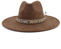 San Vitale® - Fedora Hoed Bruin - Stijlvol - Verstelbare pasvorm - 55-58cm - Faux Suede - Bruin