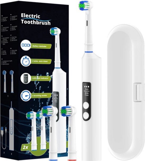 Intelligente Elektrische Tandenborstel Met 4 Modi – Oplaadbare Rotatieborstel Compatibel Met Oral-B Vervangbare Opzetborstels – Elektrische Tandenborstel, Rotatieborstel, Slimme Tandenborstel, Oplaadbare Tandenborstel