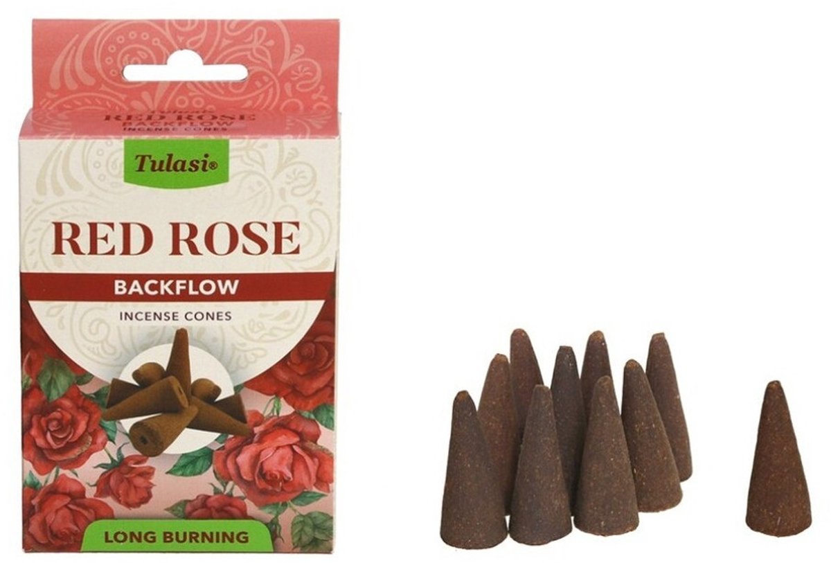 Tulasi Wierook kegeltjes in huisgeur Rozen bloemen - 20x kleine kegeltjes - Ontspannend - Kalmerend