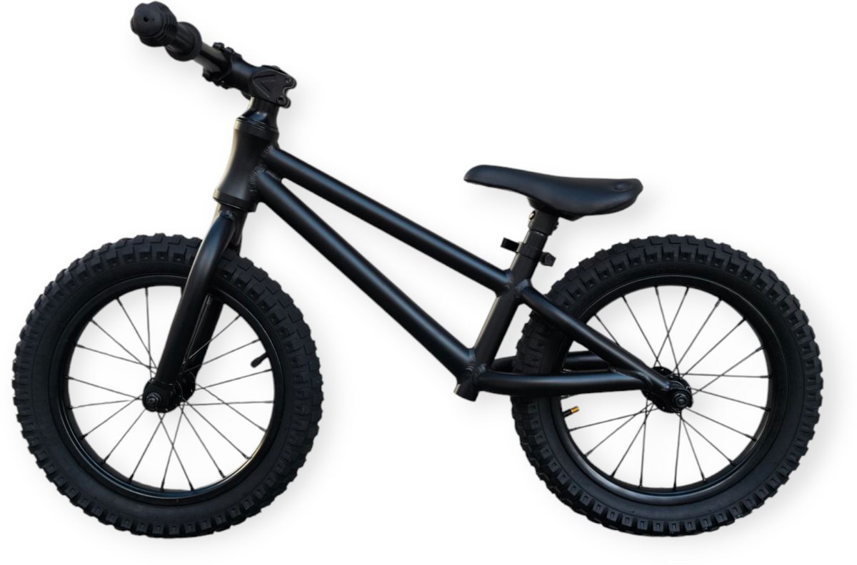 Jobber Fatbike Loopfiets 3 jaar - Stoere Loopfietsen mat Zwart - 14inch — afbeelding 2