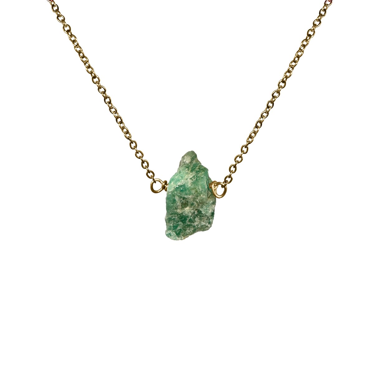 Amazoniet edelsteen ketting dames - Sieraden - Roestvrij staal ketting - Goudkleurige ketting - 45cm + 5cm - Perfecte cadeau voor je dierbaar
