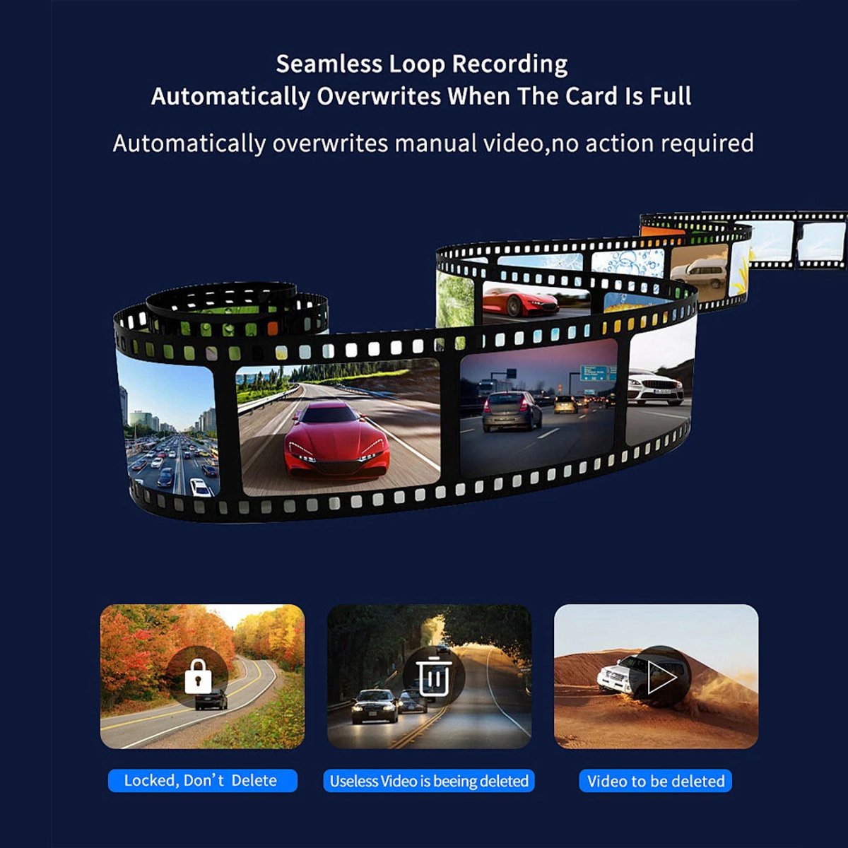 Auto DVR-camera - Dashcam - 64G, Full 4K HD 1080p, 2 lenzen, WiFi, GPS, parkeerbewaking, 3 inch, 170 graden hoek, Loop-opname, Nachtzicht – foto 5