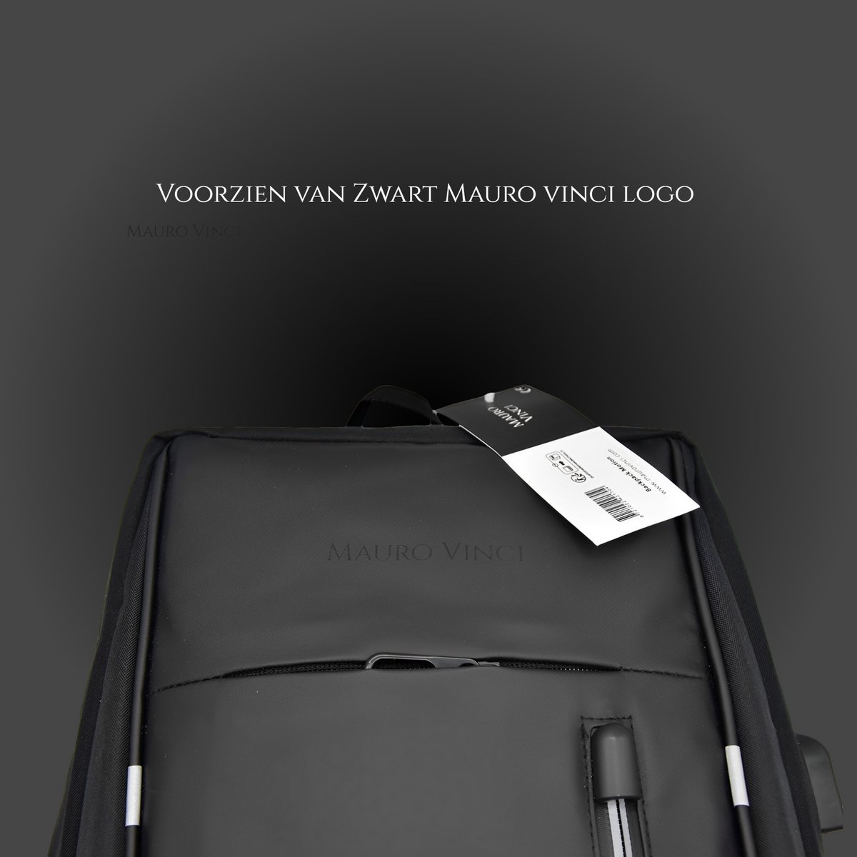 Rugzak Heren zwart 28L – Laptop Rugzak 15.6 Inch – Waterdichte Backpack met USB & Slot – Anti Diefstal – Schooltas & Werk Rugzak – Heren & Dames – Zwart Mauro Vinci® Motion – foto 5