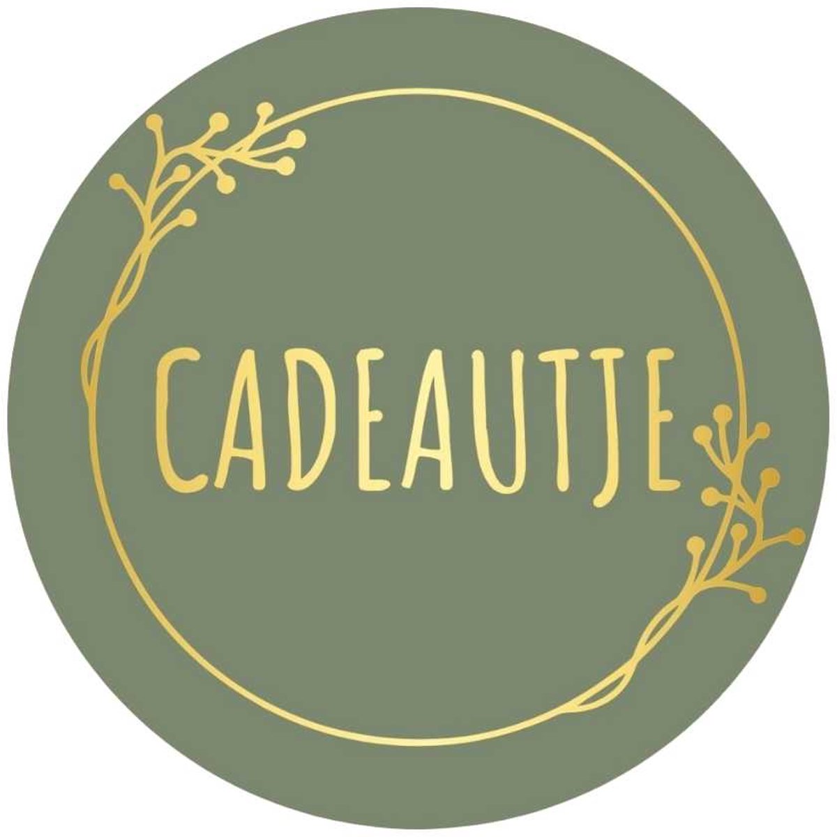 Stickers - "Cadeautje" - 39mm - 250 Stuks - Olijf Groen / Metallic Goud - Serie (Goldy Stickers) - Sluitsticker - Etiketten - Stickers Bullet Journal - Volwassenen / Kinderen - Cadeaus - Decoratie
