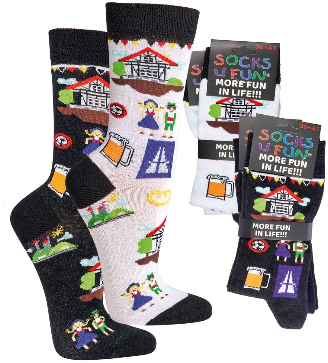 Grappige sokken dames 42-47 | vrolijke sokken heren 42-47 | happy socks printjes | 5 thema's: vakantie! | voordeelbundel 10 paar.