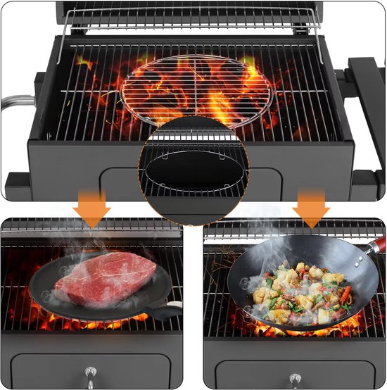 Houtskool BBQ - Barbecue - Thuis of camping - Kachel - Voor 5-10 Personen - Op wielen - Outdoor van Vaggan — afbeelding 4