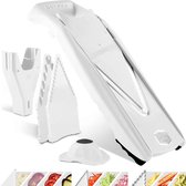 Börner Mandoline V5 Starter | 5-delige set | 6 snijdiktes | Geschikt als Frietsnijder | BPA-vrij en Roestvrij | Wit