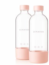 LunaVida's Herbruikbare Flessen - 1L Fles - Compatibel met Bruiswatertoestel van Lunavida - 2 Stuks - Roze