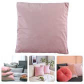 Sierkussen Cheqo® en velours rose - Coussin garni - Coussin décoratif de Luxe - 45 x 45 cm - Velours