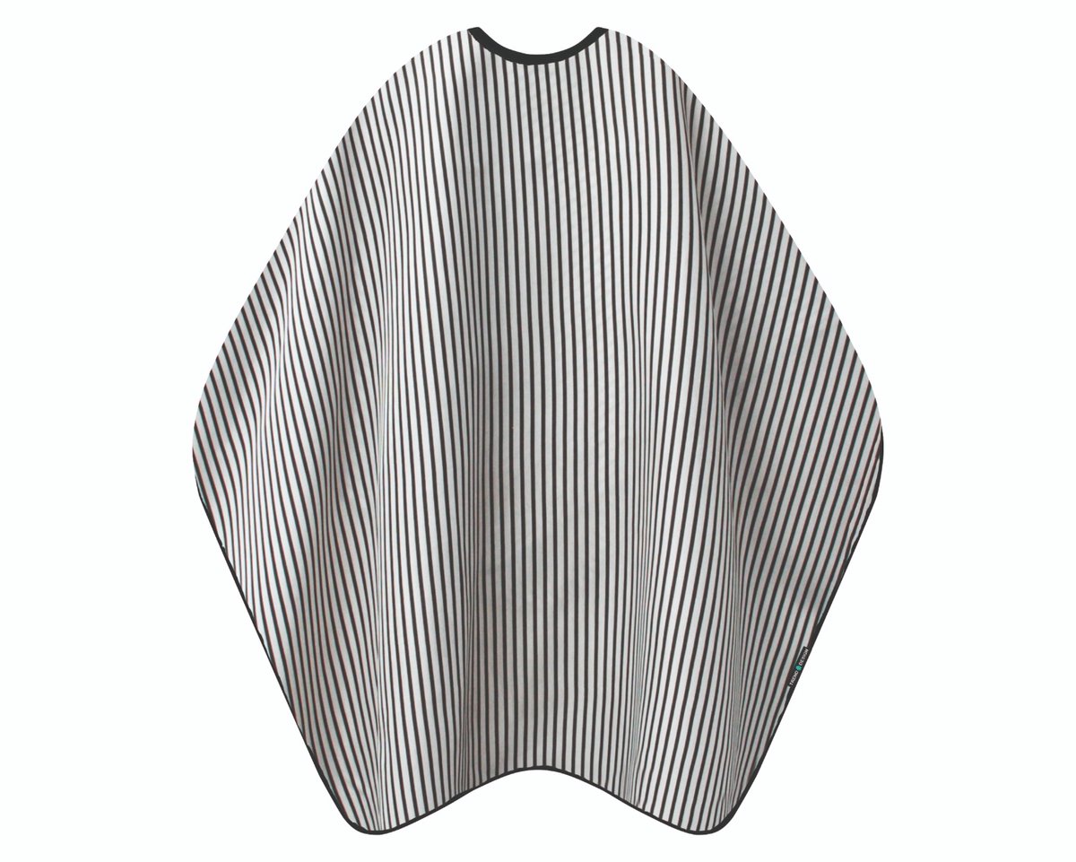 Trend-Design Barber Kapmantel Zwart-Wit gestreept 145x170cm