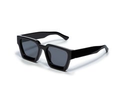 Zonnebril vierkant - Zonnebrillen - Festival bril - Rave bril - Glasses - Dik montuur - Zwart