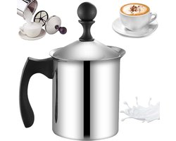 Handmatige melkopschuimer 800 ml - Roestvrij staal - Perfect melkschuim in 60 seconden