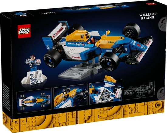 Achterkant van LEGO Williams Racing FW14B doos met afbeeldingen van de set.