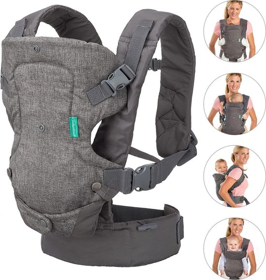 DTC Draagzak 4-In-1 Baby Carrier - Ergonomische Draagzakken voor Peuters Rugzak Schouderdraagzak voor Baby's Verstelbare voor- en achterkant Draag voor Pasgeboren 3 Maanden tot 3 Jaar (3-20kg) (Grijs)