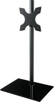 Cavus zwarte vloerstandaard met zwarte glazen voet voor TV's tot 55 inch - 120 cm hoog