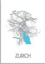 DesignClaud Zurich Plattegrond poster A3 + Fotolijst zwart