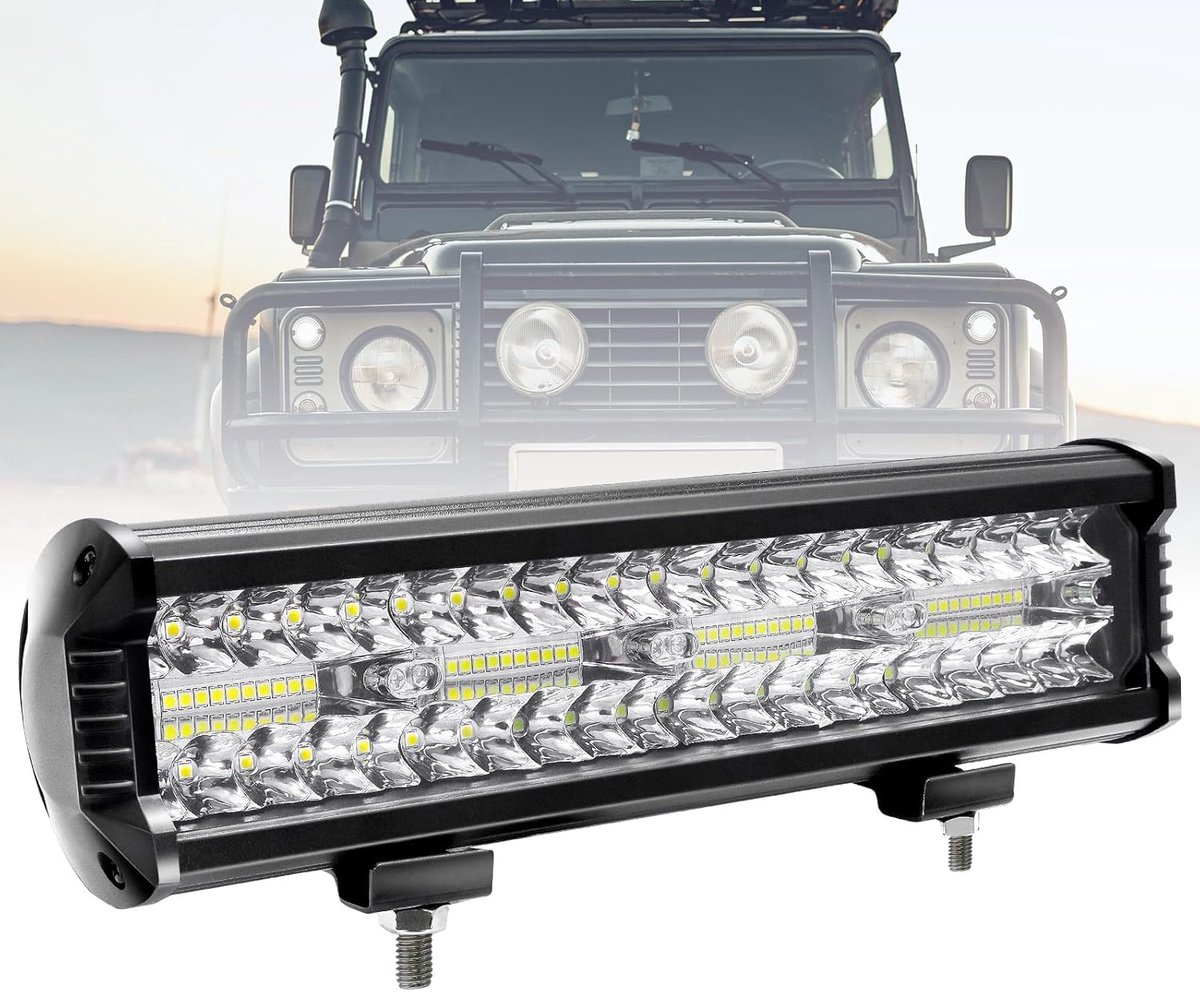 CCLIFE Led werklamp 12V koplamp 240W auto tractor 12 inch IP67 offroad 6500K waterdichte werklamp schijnwerper voor SUV UTV ATV vrachtwagen, 1 stuk CushHom