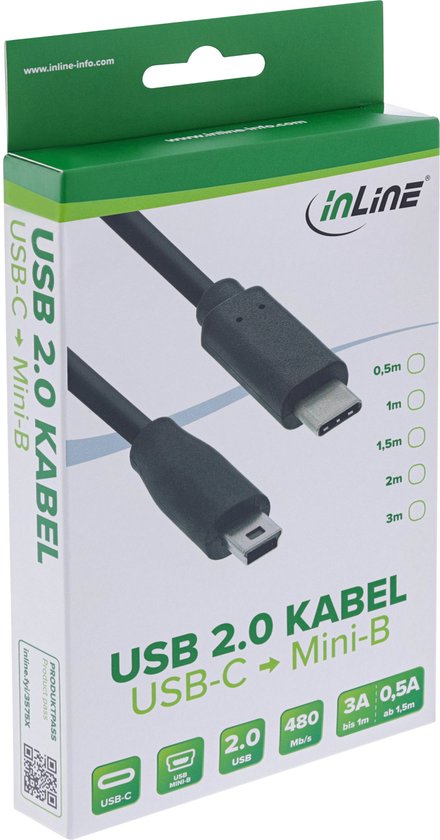 InLine USB 3.1 C naar USB 2.0 Mini B Aansluitkabel 1m | bol