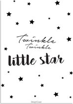 DesignClaud Twinkle Twinkle Little Star - Zwart Wit A4 poster (21x29,7cm)