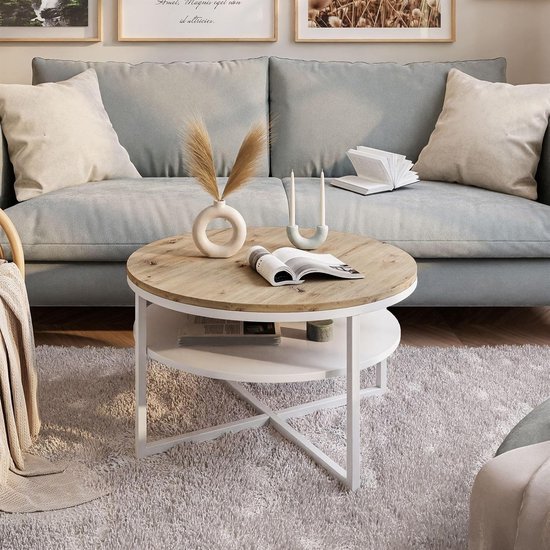 Ronde Salontafel - Industrieel Design - Bijzettafel voor Woonkamer ...