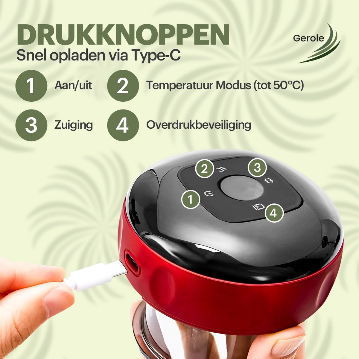 Gerole Elektrisch Cupping Apparaat Pro met 12 Zuig- en - afbeelding 2