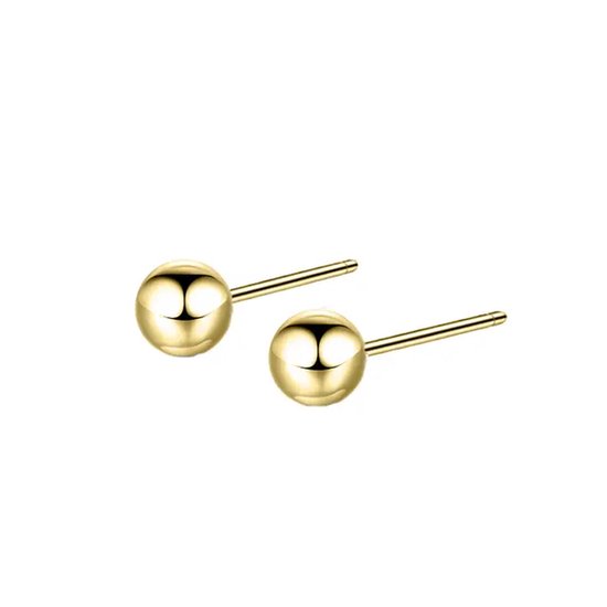 Boucles d'oreilles à tige en acier inoxydable 4 mm – Hypoallergéniques, indécolorables et au Design intemporel – Convient aux peaux sensibles – Bijoux unisexes – Boucles d'oreilles à petites boules dorées –