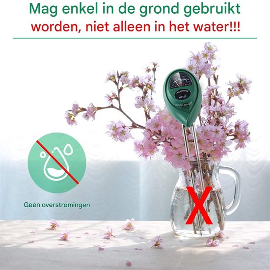3-in-1 bodemtester kit - Meet vochtigheid, licht en pH - Ideaal voor tuinieren binnen en buiten - Groen - 30 cm - 1 stuk — afbeelding 4