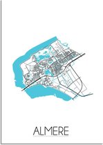 DesignClaud Plattegrond Almere Stadskaart poster Wanddecoratie - Wit - A3 poster (29,7x42cm)