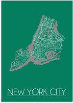 DesignClaud New York City Plattegrond poster Groen A2 + Fotolijst wit