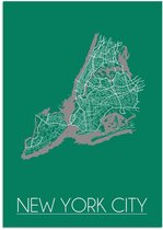 DesignClaud New York City Plattegrond poster Groen A2 + Fotolijst zwart