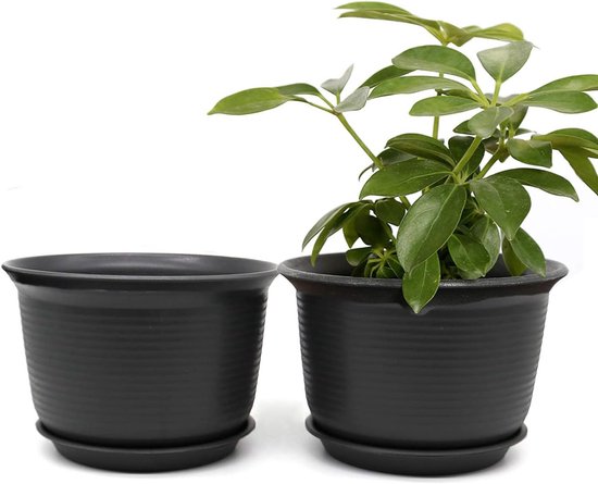 YIXNSW Kunststof Bloempotonderzetters – 6 Stuks, Rond, Zwart, 30 Cm Diameter, Waterdicht En Antislip – Voor Binnen En Buiten