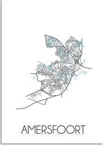 DesignClaud Plattegrond Amersfoort Stadskaart poster Wanddecoratie - Wit - A4 + fotolijst zwart (21x29,7cm)