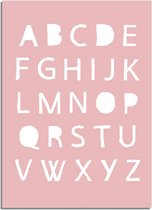 DesignClaud ABC Roze Kinderkamer poster - Alfabet A2 + Fotolijst wit