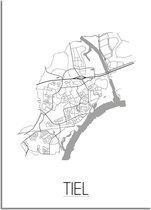 DesignClaud Tiel Plattegrond poster  - A3 + Fotolijst zwart (29,7x42cm)