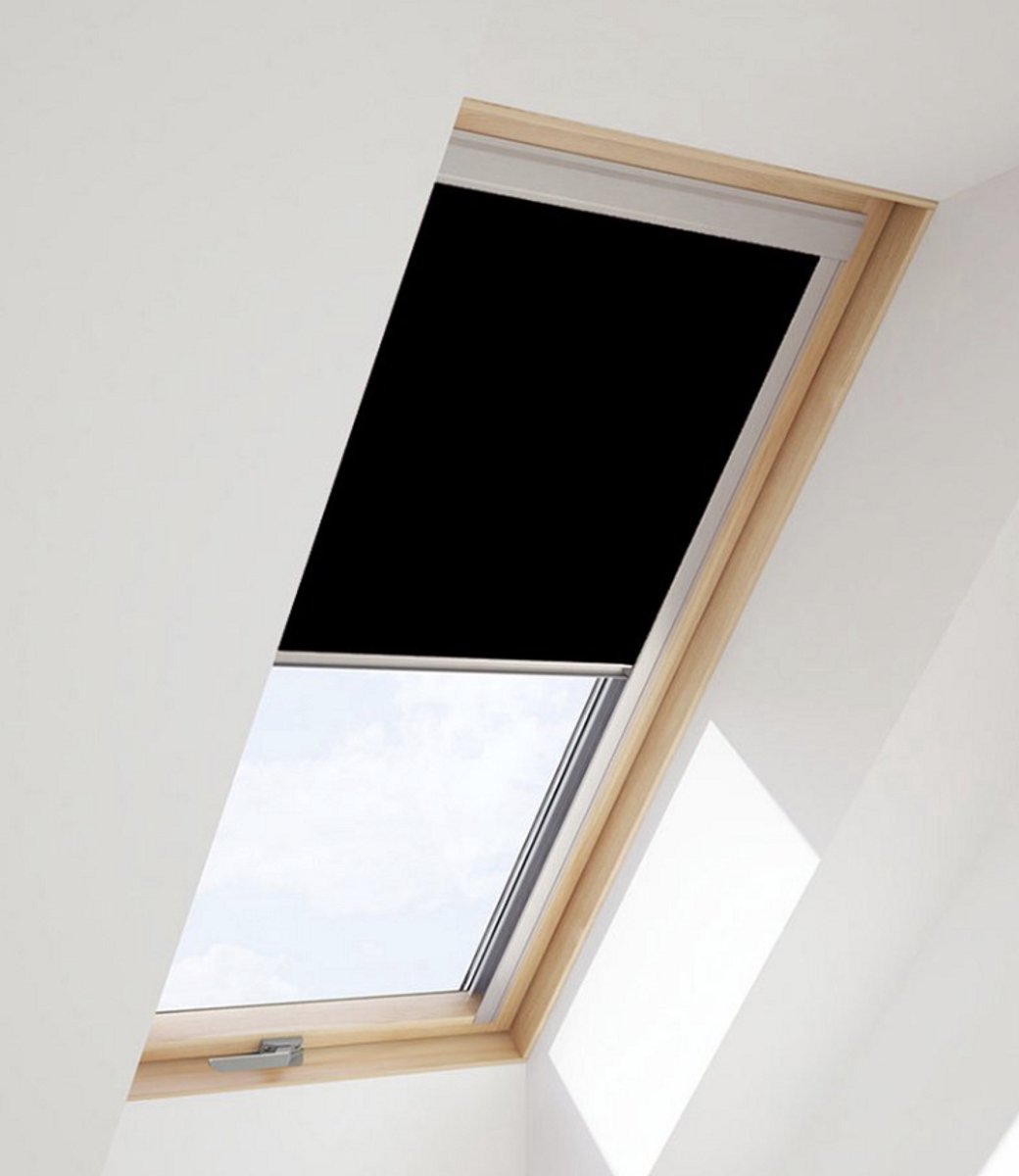 Contrio Verduisterend Rolgordijn voor VELUX dakraam U08, 808, 8 *Beige* Zwart