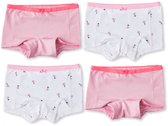 Little Label - Lot de 4 shorts pour fille - Fleurs blanches - 98-104 / 4Y - Coton bio extra doux