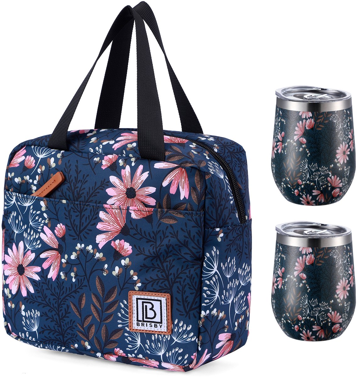 Brisby 4L Koeltas Japanese Flower + Brisby Thermosbeker Set Japanese Flower – De ideale lunchset voor onderweg!