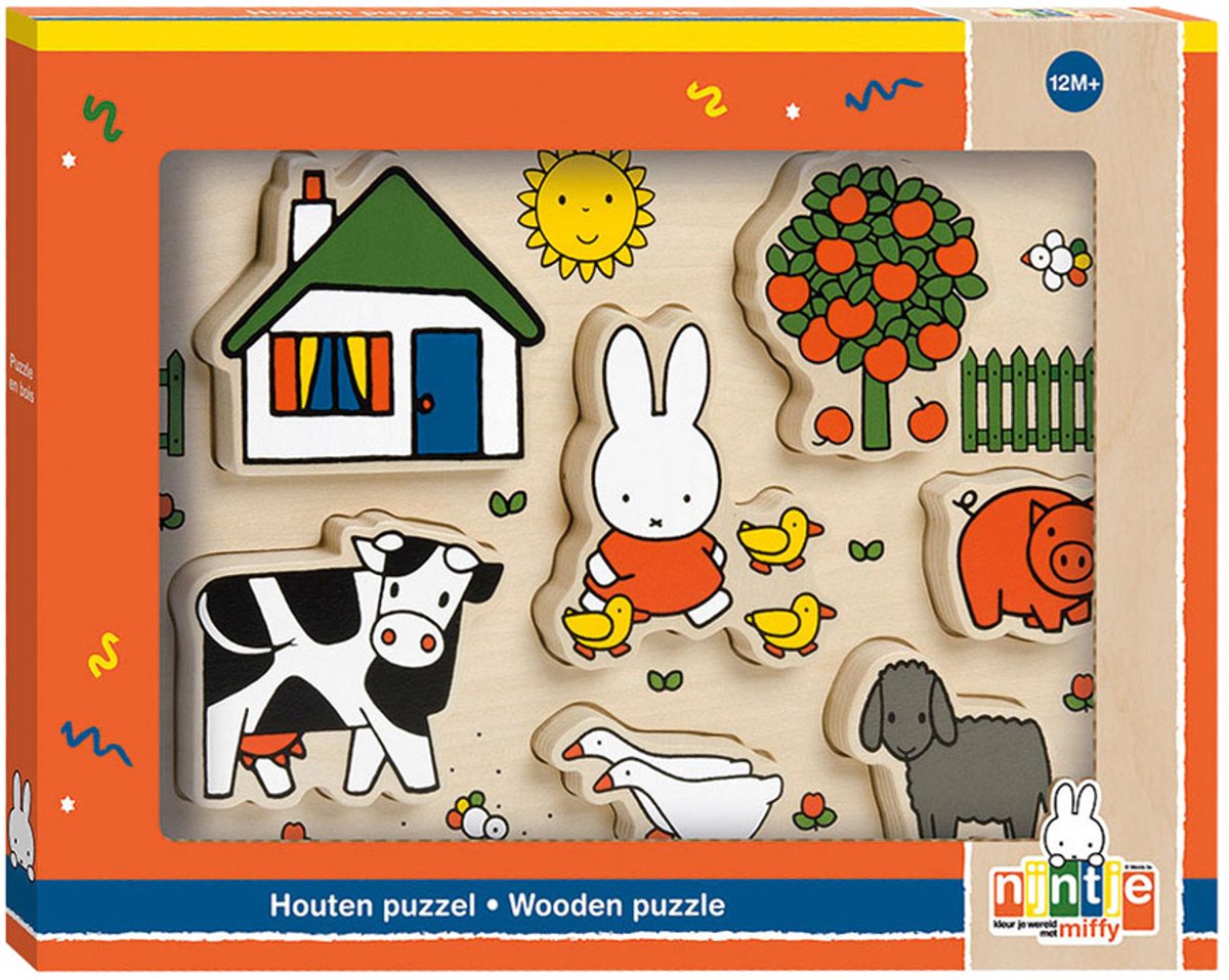 Nijntje houten puzzel, vormenpuzzel - educatief speelgoed junior - peuter, kleuter - vanaf 1 jaar - Bambolino Toys cadeau tip — afbeelding 2