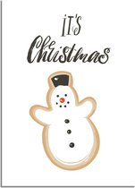 DesignClaud Kerstposter It's Christmas Sneeuwpop - Kerstdecoratie Kleurrijk A4 + Fotolijst zwart