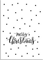 DesignClaud Merry Christmas - Kerst Poster - Tekst poster - Zwart wit A4 poster (21x29,7cm)