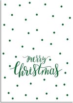 DesignClaud Merry Christmas - Kerst Poster - Tekst poster - Groen A4 + Fotolijst wit
