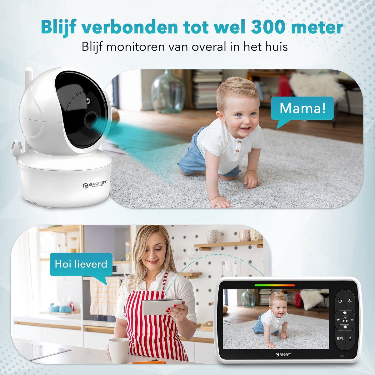 Gadgetplace 5-inch videobabyfoon met wiegbevestiging thumbnail 6