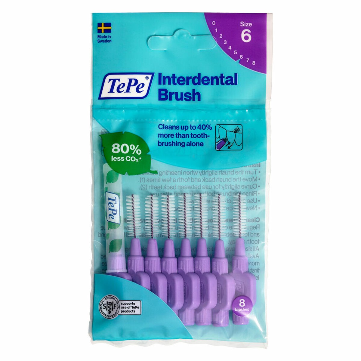 6x TePe Ragers 1,1 mm Paars blister à 8 stuks