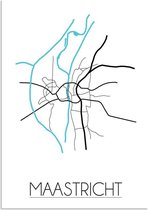 DesignClaud Plattegrond Maastricht Stadskaart poster Wanddecoratie - Wit - A4 + fotolijst zwart (21x29,7cm)