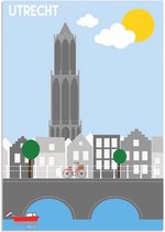 DesignClaud Utrecht - Oude gracht - Dom toren - Interieur poster A4 + Fotolijst wit