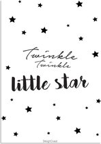 DesignClaud Twinkle Twinkle Little Star - Zwart Wit A2 + Fotolijst zwart