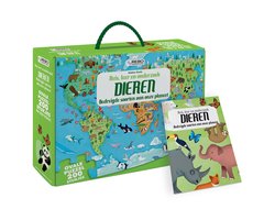 Reis, leer en onderzoek - Boek + ovale puzzel - Dieren - puzzel 200 stukjes en boek
