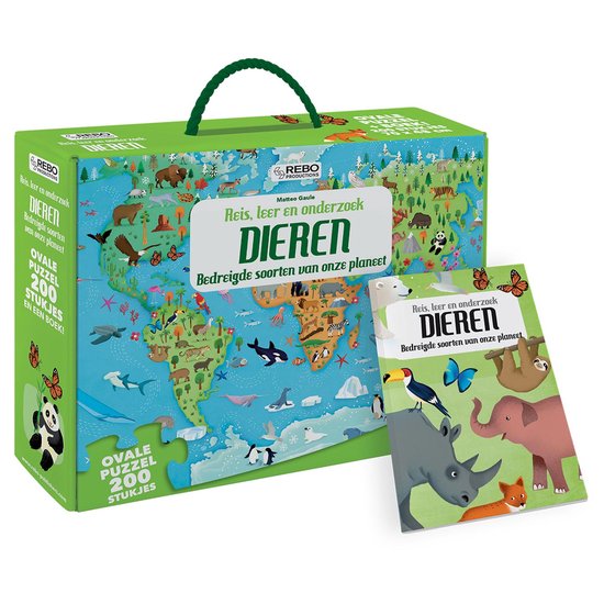 Reis, leer en onderzoek - Boek + ovale puzzel - Dieren - puz ... - cover